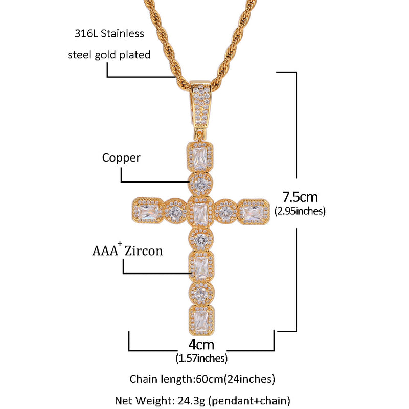Jewelry Square Circle Large Zircon Cross Pendant CrossPendant St. Valentine's Royalty