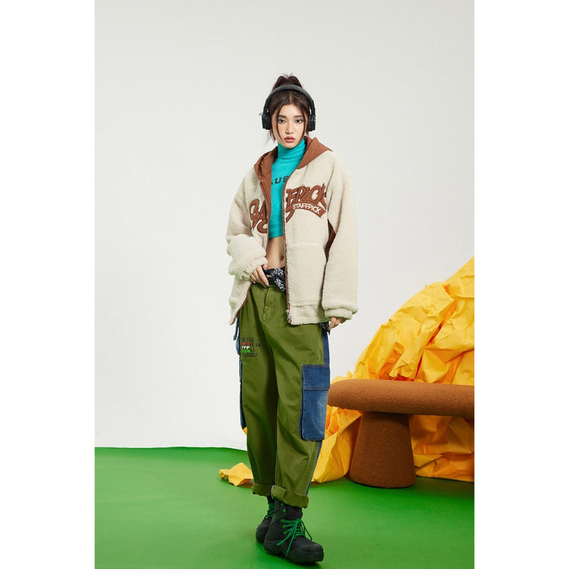 Unisex Coat Lamb Fur Hooded Coat Plush