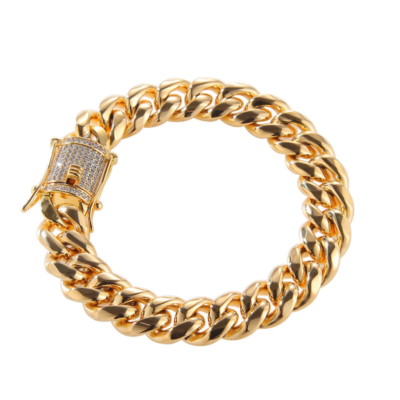 Bracelet Microencrusted Zircon Stainless Steel Cuban Chain St. Valentine's Spectrum