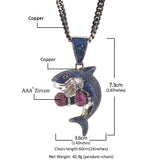 Jewelry Hip Hop Boxing Shark Zircon Pendant Necklace Animal Spectrum Armament
