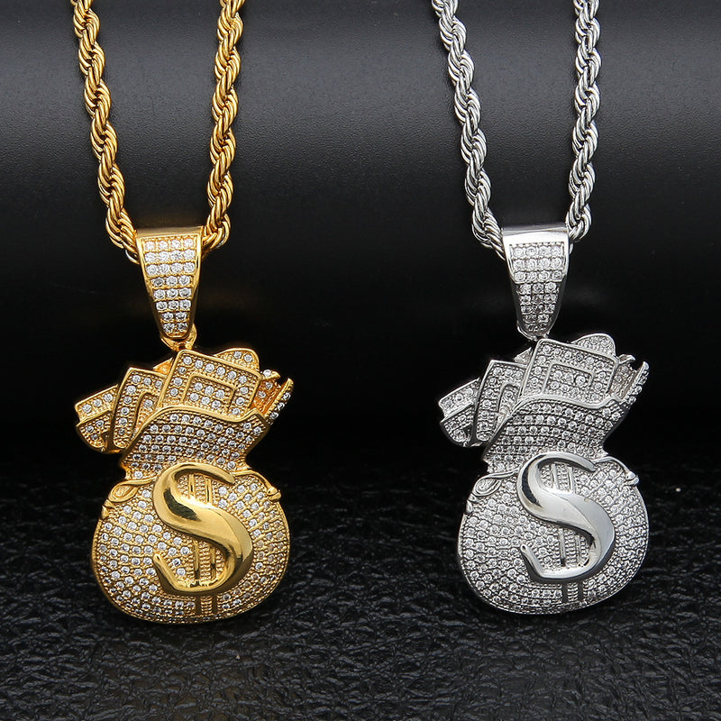 Jewelry Hip Hop Personality Zircon US Dollar Pendant Spectrum