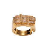 Rings Hip Hop Square Zircon Ring Adjustable St. Valentine's