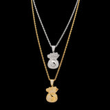 Jewelry Hip Hop Personality Zircon US Dollar Pendant Spectrum