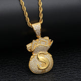 Jewelry Hip Hop Personality Zircon US Dollar Pendant Spectrum