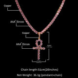Jewelry Hip Hop Pink Zircon Anhe Pendant Copper Inlaid Zircon Crosses St. Valentine's Spectrum