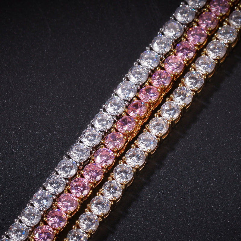 Jewelry Hip Hop Pink Zircon Anhe Pendant Copper Inlaid Zircon Crosses St. Valentine's Spectrum