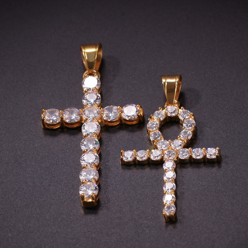 Jewelry Zircon Anhe Cross Pendant Set Stainless Steel Crosses St. Valentine's Spectrum Angel Pieces