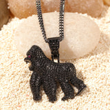 Jewelry King Kong Roaring Gorilla Zircon Pendant Walking Gorilla 14K Gold Plated Animal rapper Spectrum