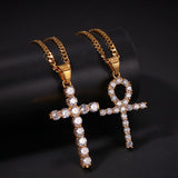 Jewelry Zircon Anhe Cross Pendant Set Stainless Steel Crosses St. Valentine's Spectrum Angel Pieces