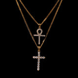 Jewelry Zircon Anhe Cross Pendant Set Stainless Steel Crosses St. Valentine's Spectrum Angel Pieces