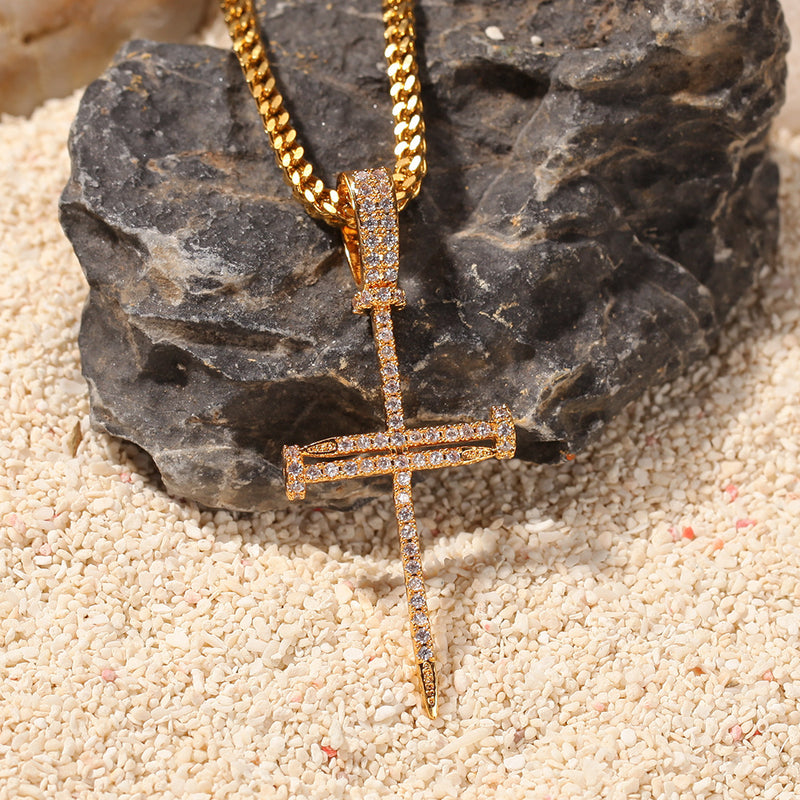Jewelry Copper Zircon Cross Pendant Necklace Crosses Spectrum St. Valentine's