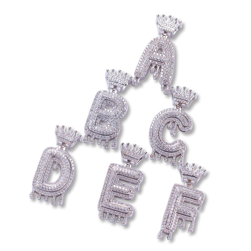 Jewelry Hip Hop Zircon Letter Pendant Fashion Sweater Word Up Spectrum