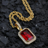 Jewelry Colored Square Solid Vintage Pendant Necklace with Diamonds ins Royalty Jesus Pieces Spectrum