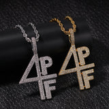 Jewelry 4PF Numeral Alphabet Copper Zircon Pendant Hip-hop Number Pieces Alphabet Pieces Spectrum rapper