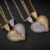 Jewelry Two Halves Heartbreak Combination Pendant Copper Inlaid Zircon St. Valentine's Spectrum Angel Pieces