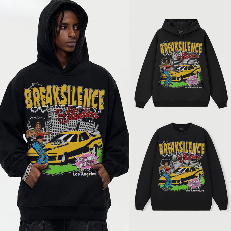 Vintage Hoodie BreakSilence Vintage Fall/Winter Crew Neck Hooded Sweater