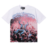 Godspeed T Shirts Skeletons Crowd Printed Cotton Casual Short Sleeves Men and Women
