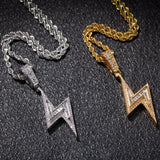 Jewelry hip hop cool lightning pendant copper inlaid zircon hiphop lightning Spectrum