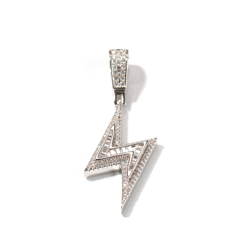 Jewelry hip hop cool lightning pendant copper inlaid zircon hiphop lightning Spectrum