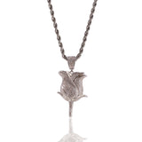 Jewelry Microencrusted Zircon Rose Pendant Necklace Light Luxury Spectrum St. Valentine's