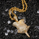 Jewelry Microencrusted Zircon Rose Pendant Necklace Light Luxury Spectrum St. Valentine's