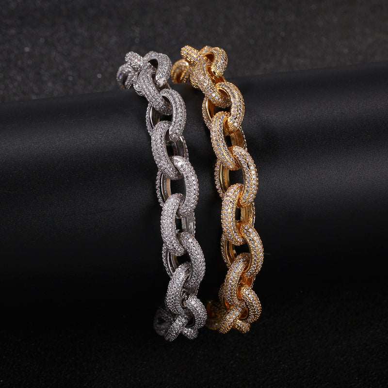 Bracelet Hip Hop Say Cross Bracelet Copper Zircon hiphop Spectrum Crosses