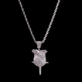 Jewelry Microencrusted Zircon Rose Pendant Necklace Light Luxury Spectrum St. Valentine's