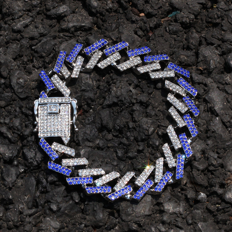 Bracelet Hip Hop Cuban Chain 15mm Full Diamond Bar Bracelet hiphop St. Valentine's Spectrum