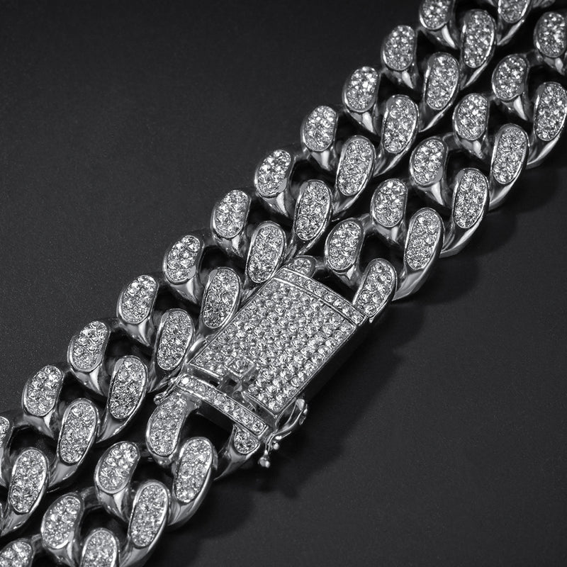 Bracelet Hip Hop 20mm Full Diamond Cuban Chain Hiphop Spectrum Jesus Pieces