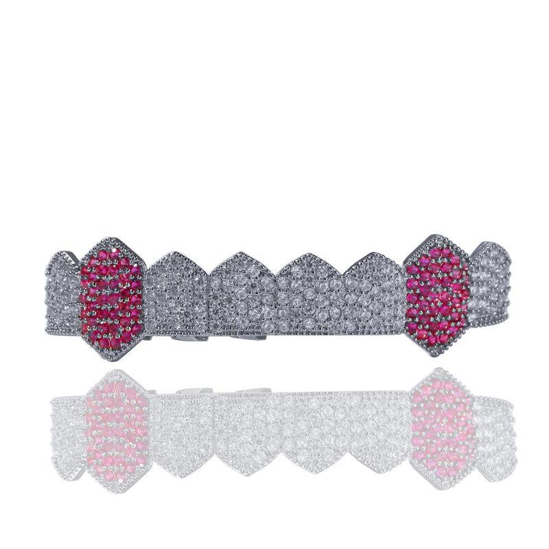 Grillz Hip Hop Micro Zircon Single Row 8 Tooth Gold Braces Spectrum