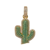 Jewelry Solid Cactus Dense Zircon Pendant Hiphop Necklace Spectrum