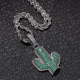 Jewelry Solid Cactus Dense Zircon Pendant Hiphop Necklace Spectrum