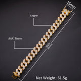 Bracelet Hip Hop Bracelet with Zircon Full Diamonds Cuban Bracelet St. Valentine's Spectrum