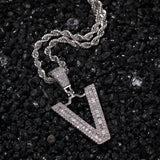 Jewelry T square zircon English letter pendant Word Up Spectrum