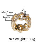 Rings Microencrusted Zircon 2 Rows Diamond Hip Hop Cuban St. Valentine's