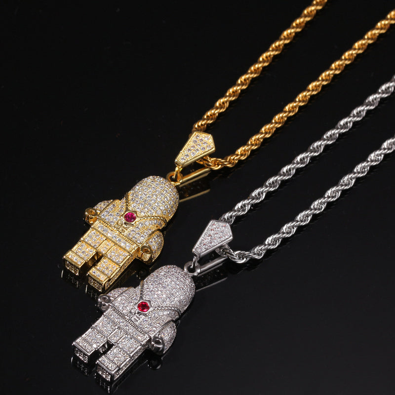 Jewelry Diamond Astronaut Astronaut Hip Hop Pendant Necklace Spectrum