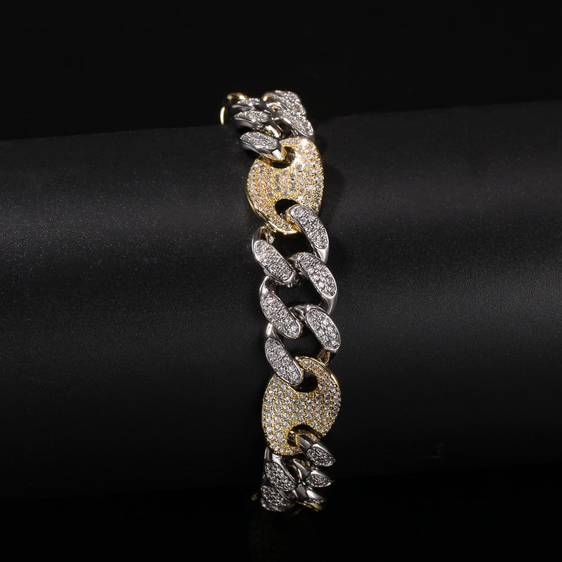 Bracelet Color Matching Copper Bracelet Hip Hop Zircon Cuban Chain Spectrum Royalty