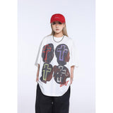 Unisex T-Shirts Saint Michael Portrait Print Colored Cross Loose T-Shirt