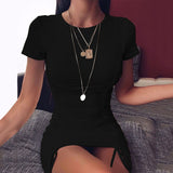 Women Dress Sexy Pleated Lace-up Dress