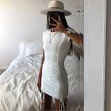 Women Dress Sexy Pleated Lace-up Dress