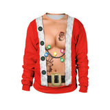 Ugly Christmas Sweater Festival Spoof Sexy Navel Hair 3D Digital Printed round Neck Pullover Couple Sweater