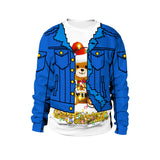 Ugly Christmas Sweater Festival Spoof Sexy Navel Hair 3D Digital Printed round Neck Pullover Couple Sweater