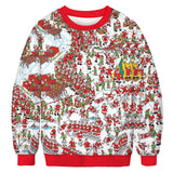Ugly Christmas Sweater Digital Women's Printed Wear round Neck Long Sleeve Sweater