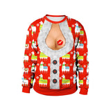 Ugly Christmas Sweater Festival Spoof Sexy Navel Hair 3D Digital Printed round Neck Pullover Couple Sweater