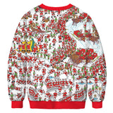 Ugly Christmas Sweater Digital Women's Printed Wear round Neck Long Sleeve Sweater