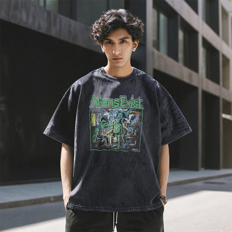 Mens Vintage T Shirt Short Sleeve T-Shirt Men's Loose