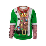 Ugly Christmas Sweater Festival Spoof Sexy Navel Hair 3D Digital Printed round Neck Pullover Couple Sweater