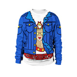 Ugly Christmas Sweater Festival Spoof Sexy Navel Hair 3D Digital Printed round Neck Pullover Couple Sweater