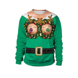 Ugly Christmas Sweater Festival Spoof Sexy Navel Hair 3D Digital Printed round Neck Pullover Couple Sweater