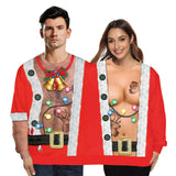 Ugly Christmas Sweater Festival Spoof 3D Digital Printing Couple One-Piece Double Sweater Loose Couple Outfit
